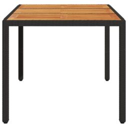 Berkfield Home Garden Table with Acacia Wood Top Black 150x90x75 cm Poly Rattan - Size: 150 x 90 x 75 cm - thumbnail 5
