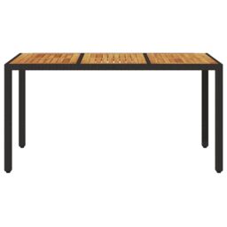 Berkfield Home Garden Table with Acacia Wood Top Black 150x90x75 cm Poly Rattan - Size: 150 x 90 x 75 cm - thumbnail 4