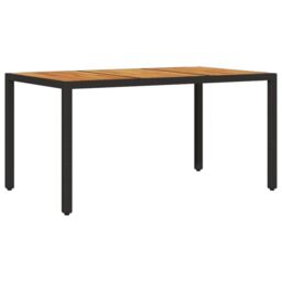 Berkfield Home Garden Table with Acacia Wood Top Black 150x90x75 cm Poly Rattan - Size: 150 x 90 x 75 cm - thumbnail 6