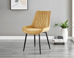 FurnitureboxUK Carson White Marble Effect Dining Table & 4 Pesaro Black Leg Chairs in Mustard - thumbnail 9