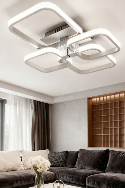 Living and Home Contemporary LED Light-adjusted Semi Flush Ceiling Light in White - image 1