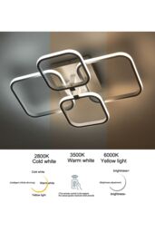 Living and Home Contemporary LED Light-adjusted Semi Flush Ceiling Light in White - thumbnail 6