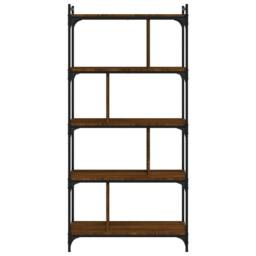 Berkfield Home Decorative Bookcase 5-Tier Brown Oak 76x32x158 cm Engineered Wood - Size: 76 x 32 x 158 cm - thumbnail 4