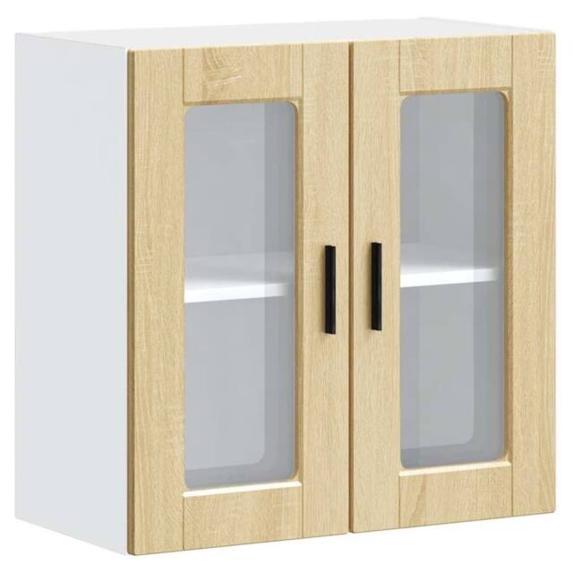 Berkfield Home Kitchen Wall Cabinet with Glass Door Porto Sonoma Oak in Brown - image 1