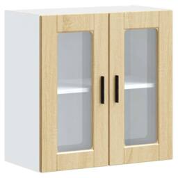 Berkfield Home Kitchen Wall Cabinet with Glass Door Porto Sonoma Oak in Brown