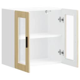 Berkfield Home Kitchen Wall Cabinet with Glass Door Porto Sonoma Oak in Brown - thumbnail 6