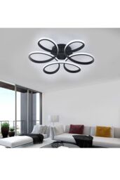 Living and Home 65W Modern Black Acrylic Petal LED Semi Ceiling Light in Silver - thumbnail 4