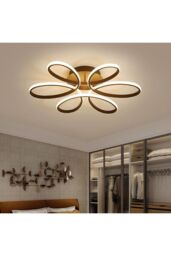 Living and Home 65W Modern Black Acrylic Petal LED Semi Ceiling Light in Silver - thumbnail 3