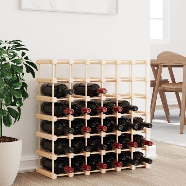 Berkfield Home Wine Rack for 42 Bottles 68.5x23x68.5 cm Solid Wood Pine in Brown - image 1