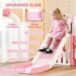 AIYAPLAY 5 in 1 Kids Slide Set with Basketball Hoop in Pink - thumbnail 6