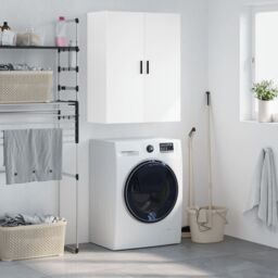 Berkfield Home Wall Mounted Cabinet White 69.5x34x90 cm - thumbnail 1