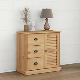Berkfield Home Sideboard with Drawers VIGO 78x40x75 cm Solid Wood Pine in Brown - Size: 78 x 40 x 75 cm - thumbnail 2