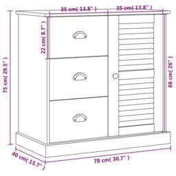 Berkfield Home Sideboard with Drawers VIGO 78x40x75 cm Solid Wood Pine in Brown - Size: 78 x 40 x 75 cm - thumbnail 9