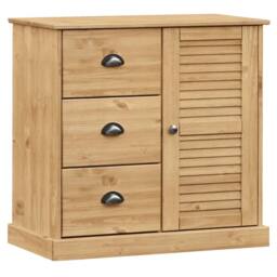 Berkfield Home Sideboard with Drawers VIGO 78x40x75 cm Solid Wood Pine in Brown - Size: 78 x 40 x 75 cm - thumbnail 3
