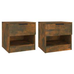Berkfield Home Bedside Cabinets 2 pcs Smoked Oak Engineered Wood in Brown - thumbnail 1