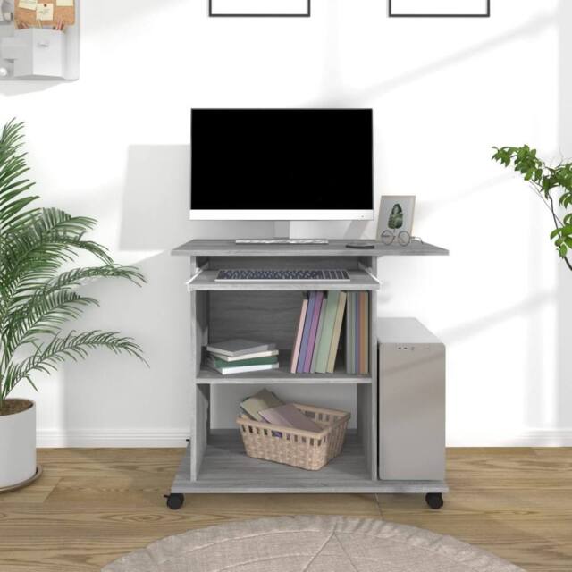 Berkfield Home Modern Computer Desk Grey Sonoma 80x50x75 cm Engineered Wood - Size: 80 x 50 x 75 cm - image 1