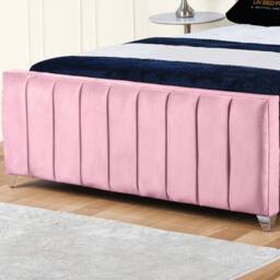 UK Bed Furniture Empire Winged Gas Lift Ottoman Upholstered Bed with 48 Inch Headboard in Pink - Size: Double - thumbnail 3