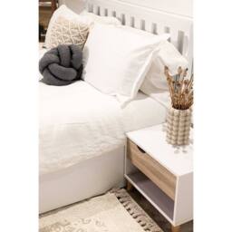Lemon Pavilion Furniture Stockholm 1 Drawer Bedside Cabinet - L39 x W50 x H40 cm - Oak/White in Brown - Size: 1 Pack - thumbnail 3