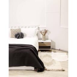 Lemon Pavilion Furniture Stockholm 1 Drawer Bedside Cabinet - L39 x W50 x H40 cm - Oak/White in Brown - Size: 1 Pack - thumbnail 4