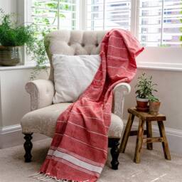 Kelvenix Red 100% Cotton Turkish Bath Towel Light Quick Dry Beach - thumbnail 3