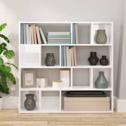 Berkfield Home Book Cabinet/Room Divider High Gloss White 105x24x102 cm - Size: 105 x 24 x 102 cm - thumbnail 3