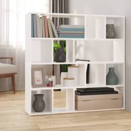 Berkfield Home Book Cabinet/Room Divider High Gloss White 105x24x102 cm - Size: 105 x 24 x 102 cm - thumbnail 2