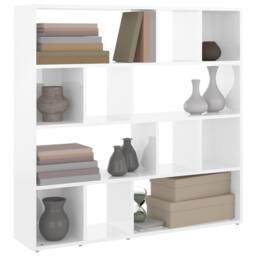 Berkfield Home Book Cabinet/Room Divider High Gloss White 105x24x102 cm - Size: 105 x 24 x 102 cm - thumbnail 4