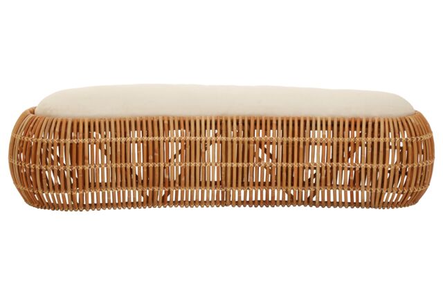 Orsina Wide Rattan Bean Bench, Rattan Bean Stool for Home, Outdoor, Lounge, Living Room, Unique Curved Rattan Stool in Brown - image 1