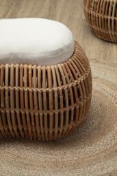Orsina Wide Rattan Bean Bench, Rattan Bean Stool for Home, Outdoor, Lounge, Living Room, Unique Curved Rattan Stool in Brown - thumbnail 3