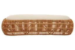 Orsina Wide Rattan Bean Bench, Rattan Bean Stool for Home, Outdoor, Lounge, Living Room, Unique Curved Rattan Stool in Brown - thumbnail 1