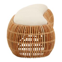 Orsina Wide Rattan Bean Bench, Rattan Bean Stool for Home, Outdoor, Lounge, Living Room, Unique Curved Rattan Stool in Brown - thumbnail 5