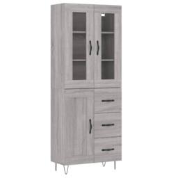Berkfield Home Highboard Grey Sonoma 69.5x34x180 cm Engineered Wood - thumbnail 1