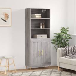 Berkfield Home Highboard Grey Sonoma 69.5x34x180 cm Engineered Wood - thumbnail 2
