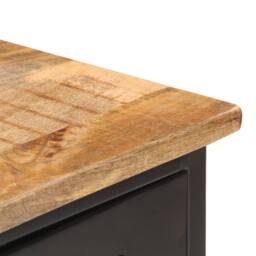 Berkfield Home Sideboard 110x30x65 cm Solid Rough Mango Wood & Steel in Black - Size: 110 x 30 x 65 cm - thumbnail 4