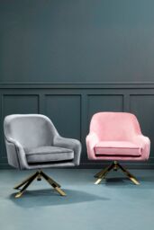 Orsina Pink Velvet Arm Chair, Luxury Velvet Upholstered Accent Chair, Comfortable Armchair for Home, Office in Grey - thumbnail 5