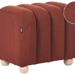 Wyld and Coco Boucle Teddy Pouffe in Golden Brown with Wooden Legs - thumbnail 2