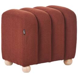 Wyld and Coco Boucle Teddy Pouffe in Golden Brown with Wooden Legs - thumbnail 3