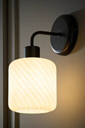 ValueLights Emery Swirl Glass Shade Wall Light with Bulb in Black - thumbnail 2