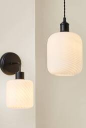 ValueLights Emery Swirl Glass Shade Wall Light with Bulb in Black - thumbnail 7