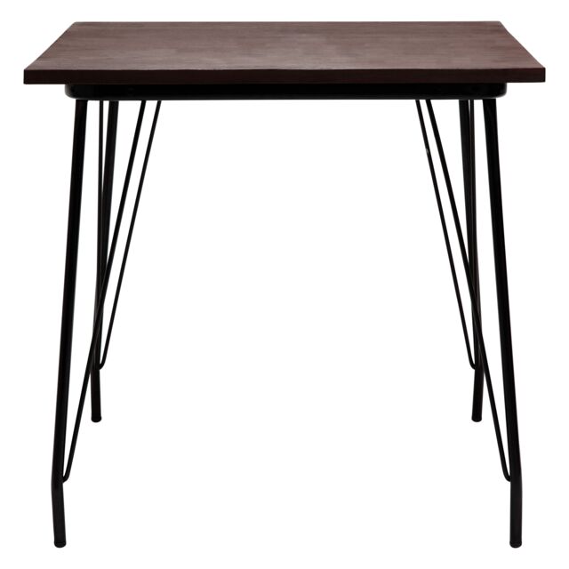 Orsina Large Black Metal & Elm Wood Table, Versatile Square Table, Sturdy Outdoor Dining Table for Lawn, Patio - image 1