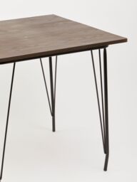Orsina Large Black Metal & Elm Wood Table, Versatile Square Table, Sturdy Outdoor Dining Table for Lawn, Patio - thumbnail 4