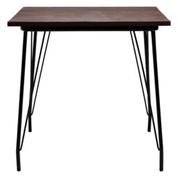 Orsina Large Black Metal & Elm Wood Table, Versatile Square Table, Sturdy Outdoor Dining Table for Lawn, Patio - thumbnail 1