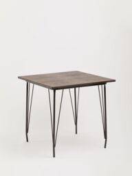 Orsina Large Black Metal & Elm Wood Table, Versatile Square Table, Sturdy Outdoor Dining Table for Lawn, Patio - thumbnail 3