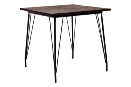 Orsina Large Black Metal & Elm Wood Table, Versatile Square Table, Sturdy Outdoor Dining Table for Lawn, Patio - thumbnail 2