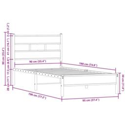 Berkfield Home Bed Frame without Mattress with Headboard Sonoma Oak 90x190 cm Single in Brown - thumbnail 9