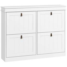 HOMCOM Slim Shoe Cabinet with Adjustable Shelves for Hallway, White - thumbnail 2