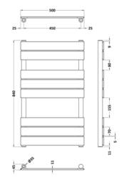 Balterley Square Flat Towel Radiator 840mm x 500mm - Anthracite in Grey - thumbnail 5