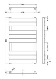 Balterley Square Flat Towel Radiator 840mm x 500mm - Anthracite in Grey - thumbnail 2