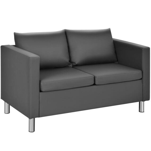Costway Modern PU Leather Sofa Chair Loveseat Single Armchair Couch 2 Seater Home Office in Grey - image 1