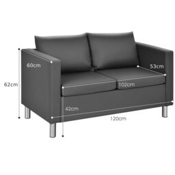 Costway Modern PU Leather Sofa Chair Loveseat Single Armchair Couch 2 Seater Home Office in Grey - thumbnail 5